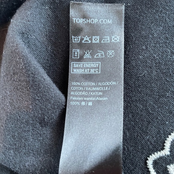 TOPSHOP Black embroidered crop top size 2 - Picture 6 of 8